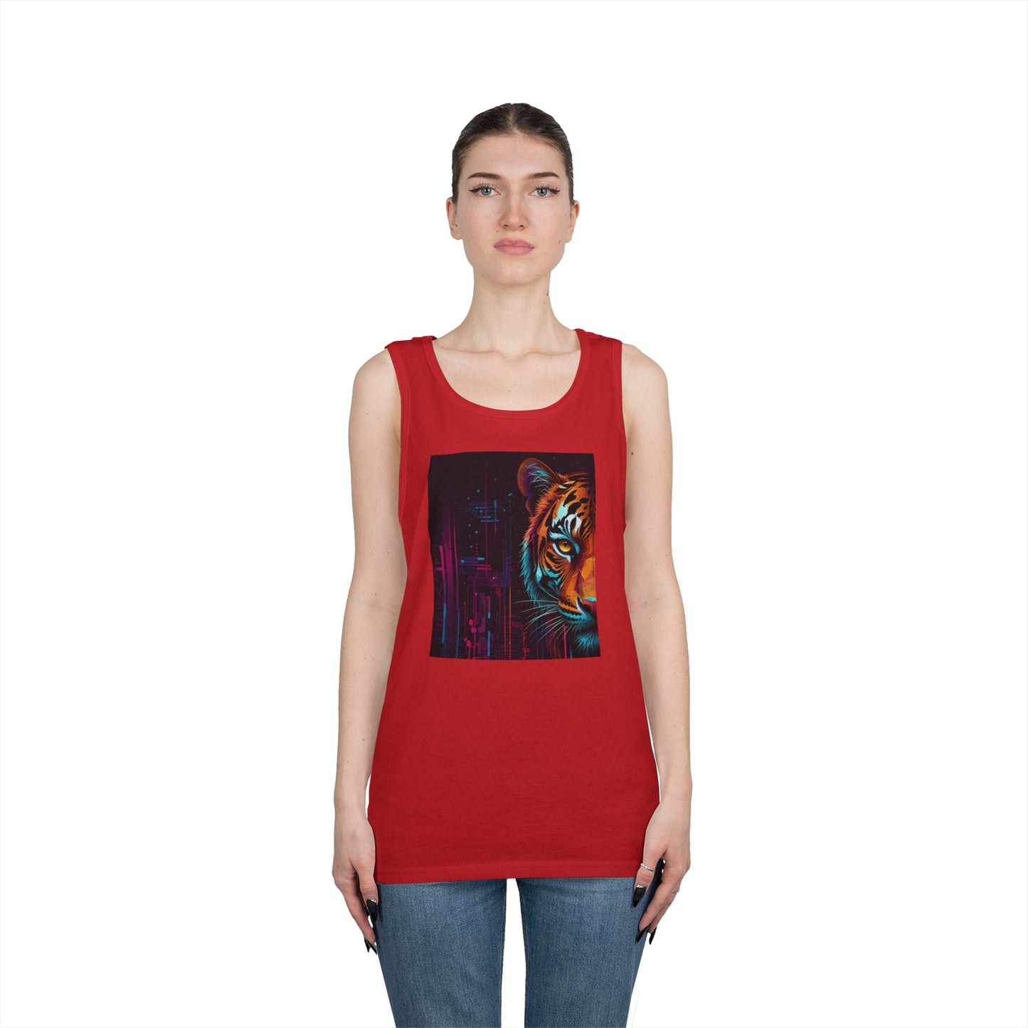 Fierce Tiger Graphic Tank Top - Unisex Summer Wear, Workout Top, Festival Outfit, Streetwear, Animal Lover Gift