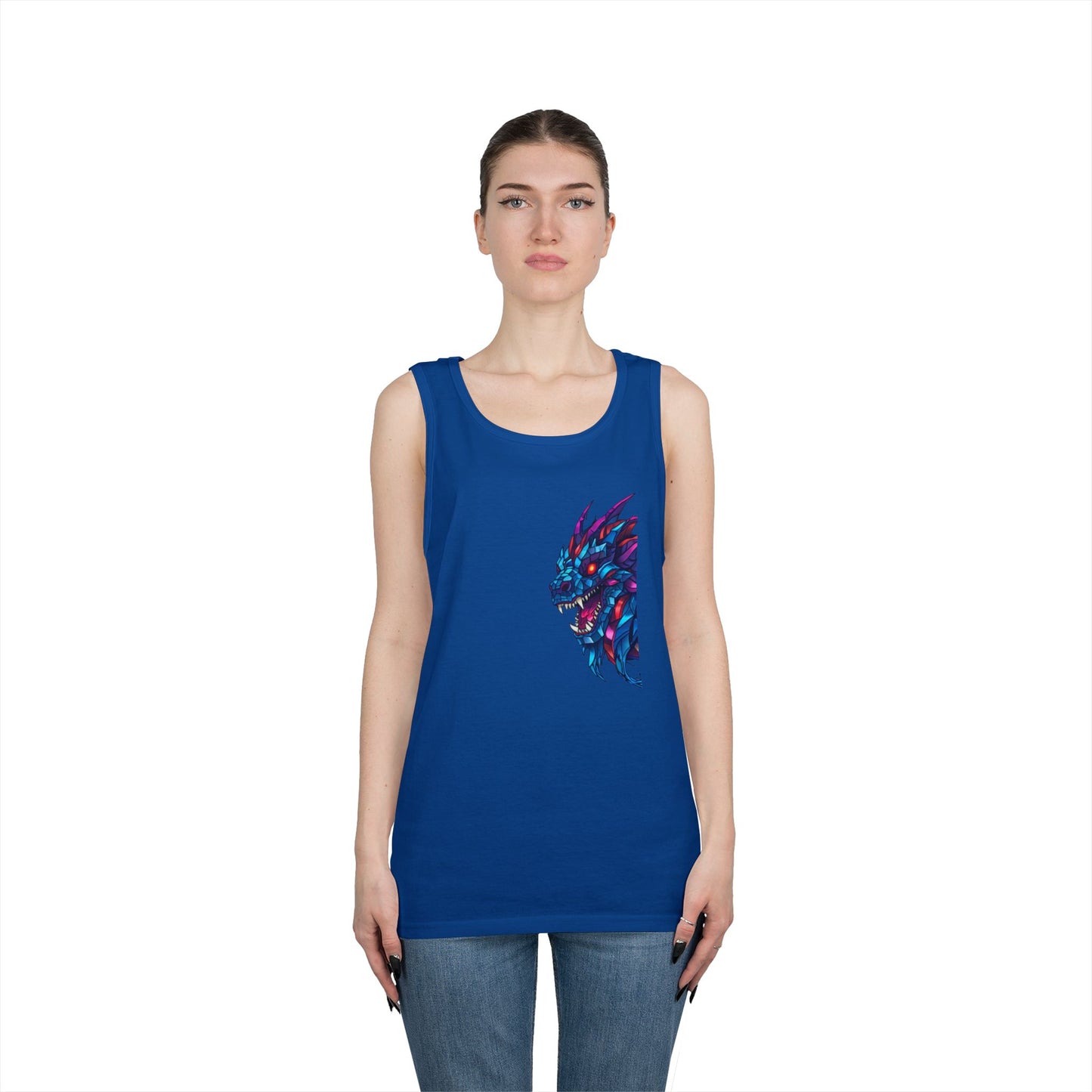 Fierce Lion Graphic Tank Top, Unisex Heavy Cotton Sleeveless Tee, Festival Wear, Summer Style, Gift for Animal Lovers