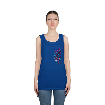 Fierce Lion Graphic Tank Top, Unisex Heavy Cotton Sleeveless Tee, Festival Wear, Summer Style, Gift for Animal Lovers