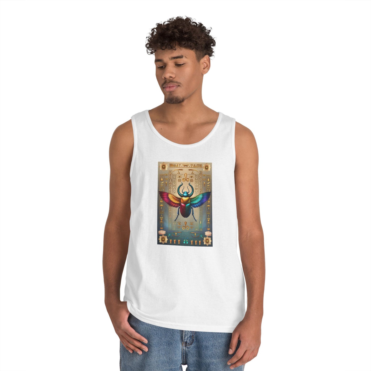 Vibrant Scarab Tank Top for Creatives, Unisex Fashion, Graphic Tees, Summer Wardrobe Essential, Unique Gift Idea