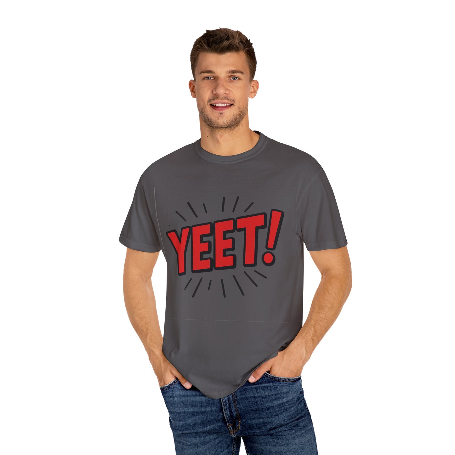 Funny 'YEET!' Unisex Garment-Dyed T-Shirt, Casual Tee, Gift for Teens, Trendy Wear, Humorous Shirt, Unique Fashion