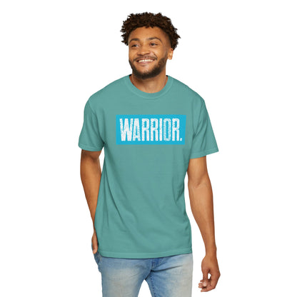 Warrior Graphic T-Shirt — Bold Blue Box Logo Tee