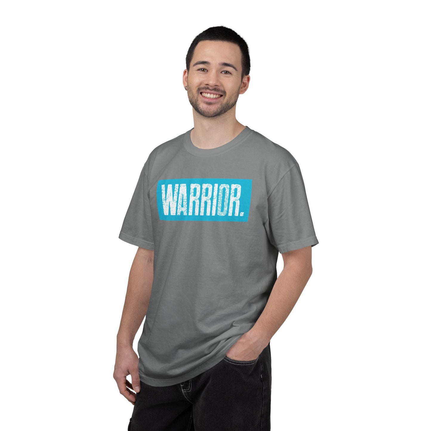 Warrior Graphic T-Shirt — Bold Blue Box Logo Tee