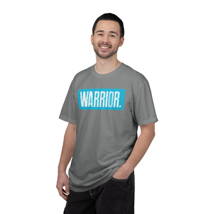 Warrior Graphic T-Shirt — Bold Blue Box Logo Tee