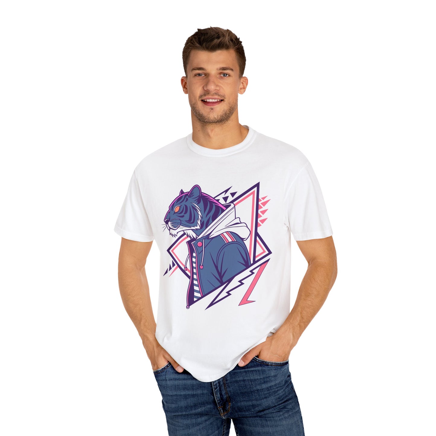 Neon Tiger Graphic T-Shirt, Vintage Style Tee, Animal Lover Gift, Streetwear Top, Unisex Casual Wear