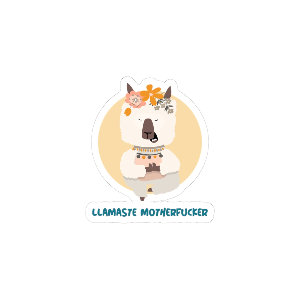 Llamaste Motherfucker Kiss-Cut Sticker — Cute Llama Yoga Design for Laptops & Water Bottles