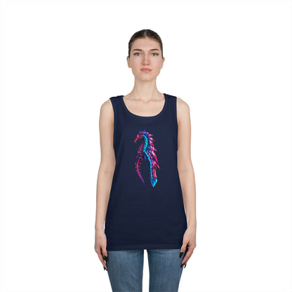 Dragon Art Unisex Heavy Cotton Tank Top, Casual Wear, Summer Fashion, Festival Outfit, Gift for Dragon Lovers