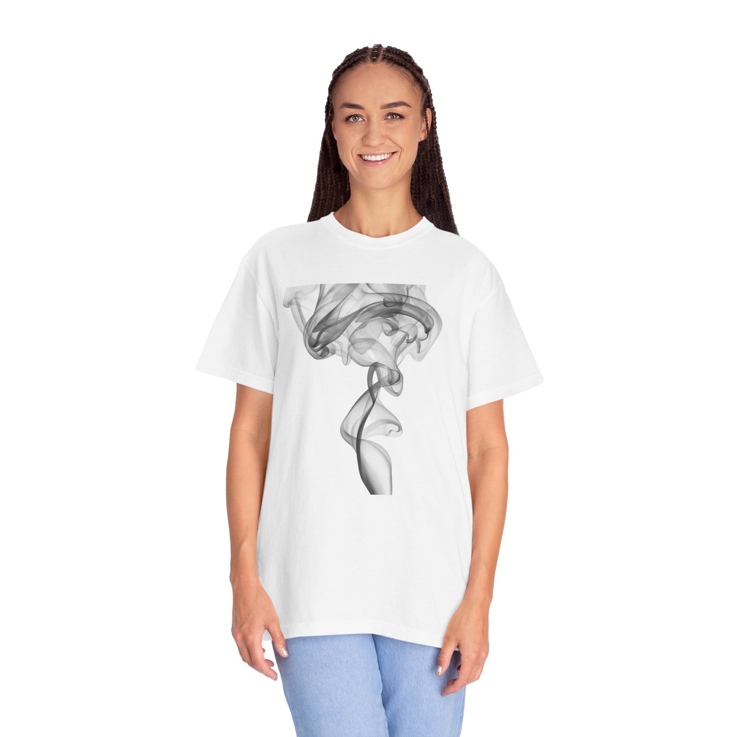 Smoke Art T-Shirt — Minimal Monochrome Smoke Print Tee
