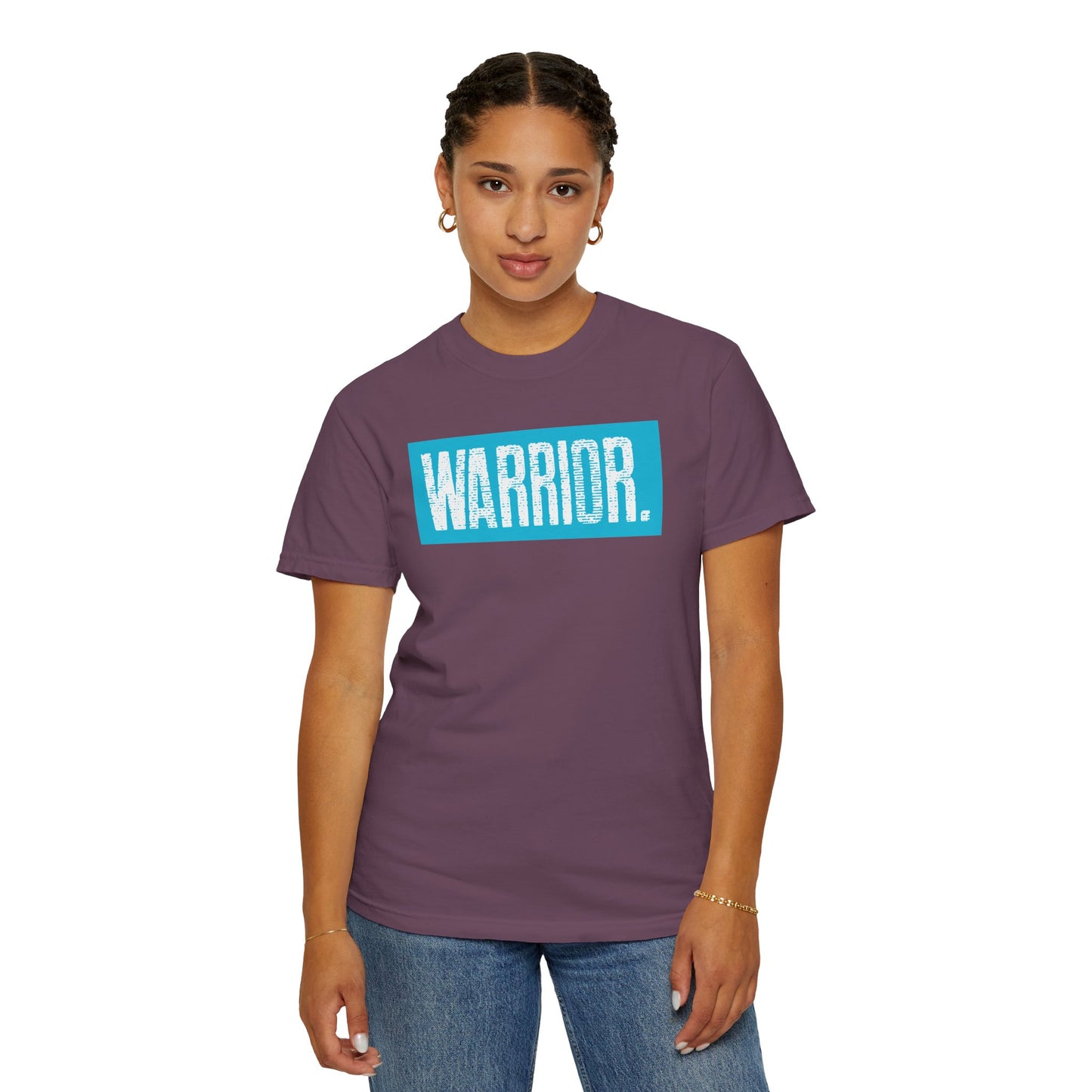 Warrior Graphic T-Shirt — Bold Blue Box Logo Tee