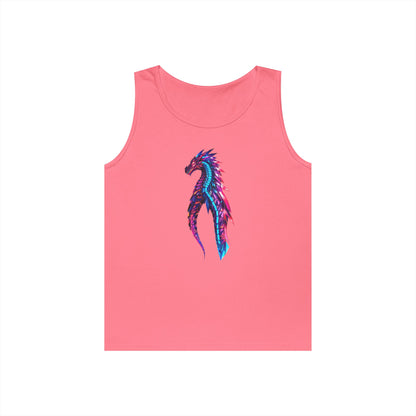 Dragon Art Unisex Heavy Cotton Tank Top, Casual Wear, Summer Fashion, Festival Outfit, Gift for Dragon Lovers