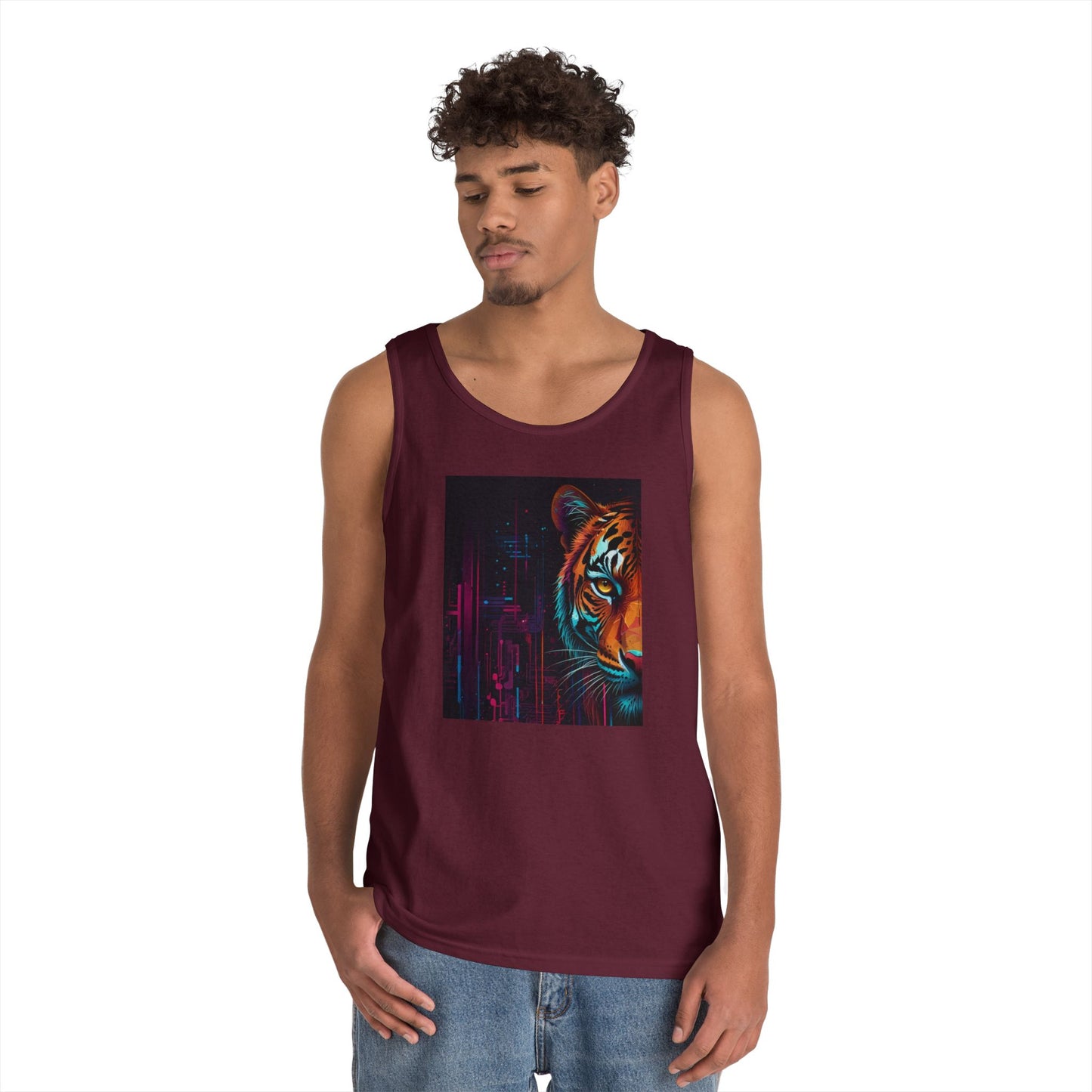 Fierce Tiger Graphic Tank Top - Unisex Summer Wear, Workout Top, Festival Outfit, Streetwear, Animal Lover Gift