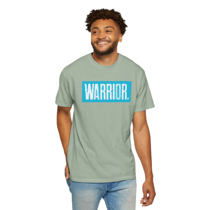 Warrior Graphic T-Shirt — Bold Blue Box Logo Tee