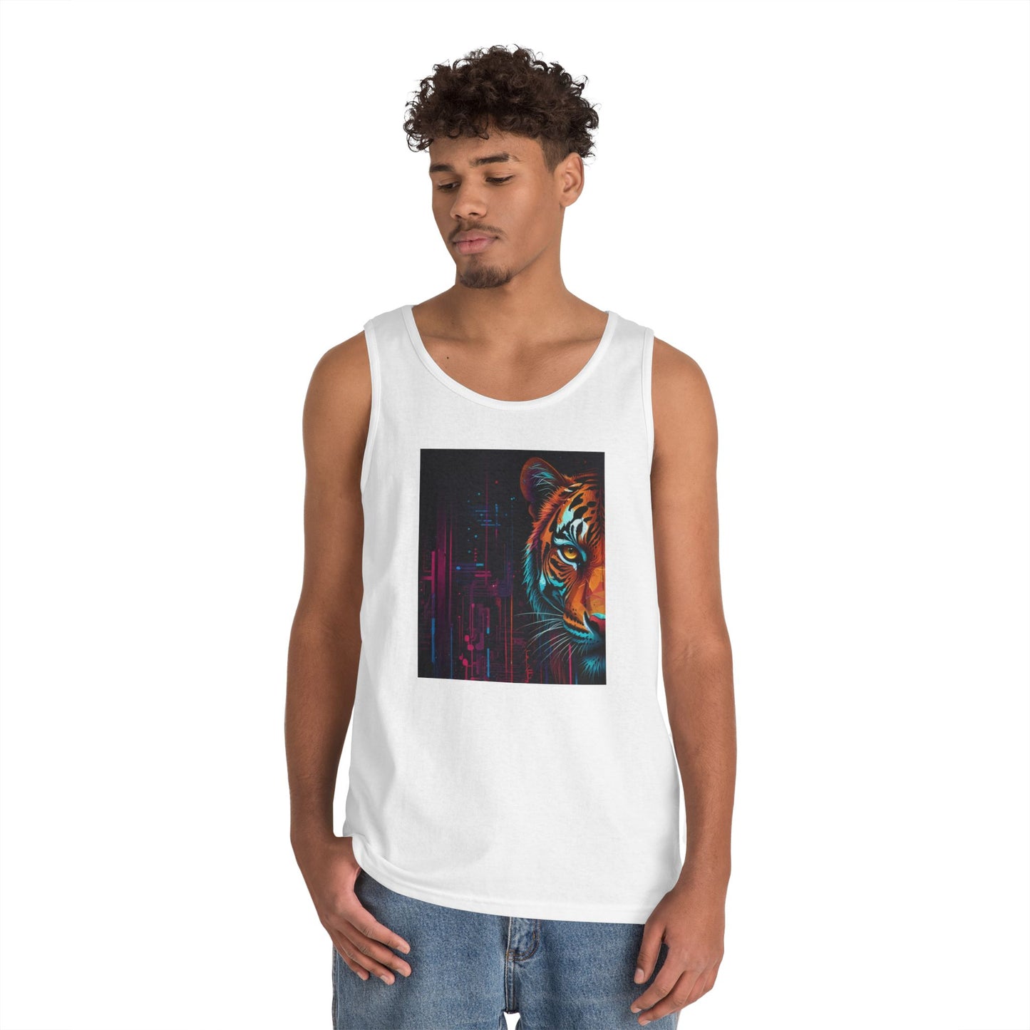 Fierce Tiger Graphic Tank Top - Unisex Summer Wear, Workout Top, Festival Outfit, Streetwear, Animal Lover Gift