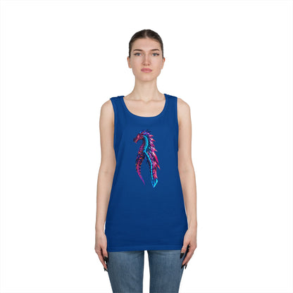 Dragon Art Unisex Heavy Cotton Tank Top, Casual Wear, Summer Fashion, Festival Outfit, Gift for Dragon Lovers