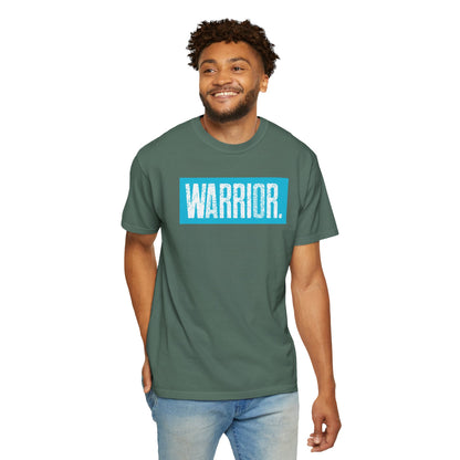 Warrior Graphic T-Shirt — Bold Blue Box Logo Tee
