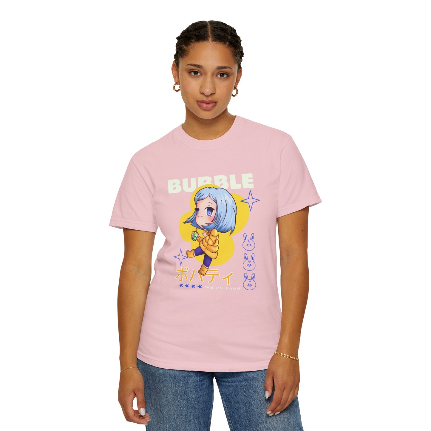 Boba Tea Anime Girl T‑Shirt — Cute Kawaii Graphic Tee with Japanese Text