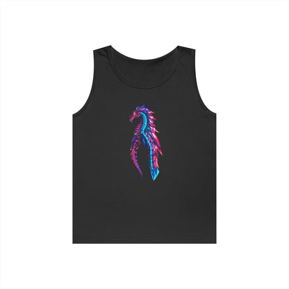 Dragon Art Unisex Heavy Cotton Tank Top, Casual Wear, Summer Fashion, Festival Outfit, Gift for Dragon Lovers