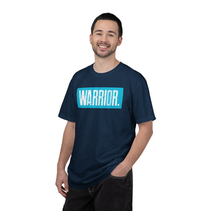 Warrior Graphic T-Shirt — Bold Blue Box Logo Tee