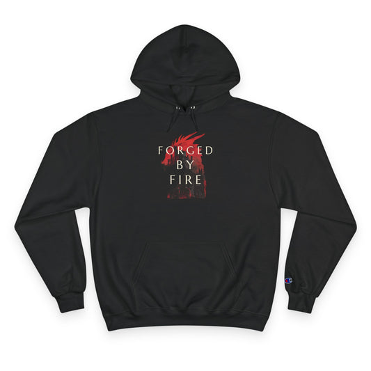 Fordged By Fire Champion Hoodie — Black Motivational Streetwear