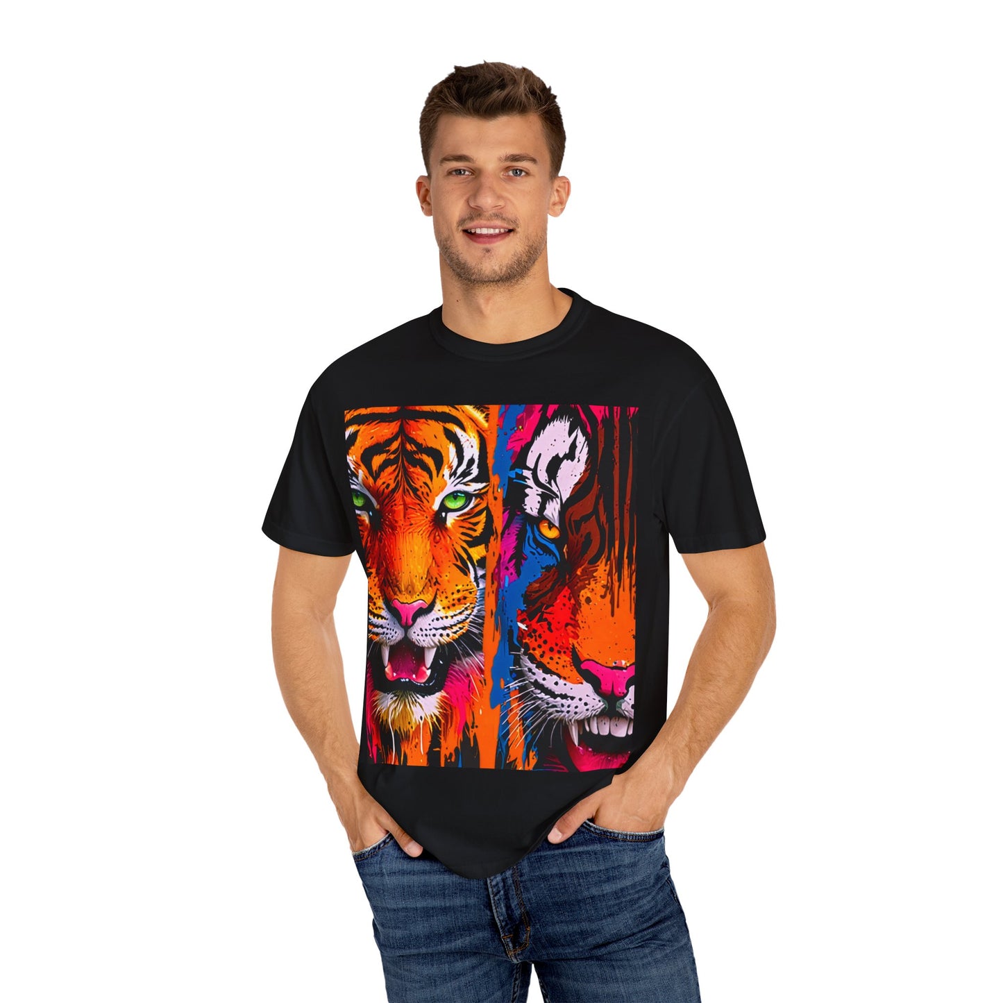 Vibrant Tiger Graphic Tee, Unisex T-shirt, Trendy Casual Wear, Wildlife Lover Gift, Summer Style, Festival Apparel