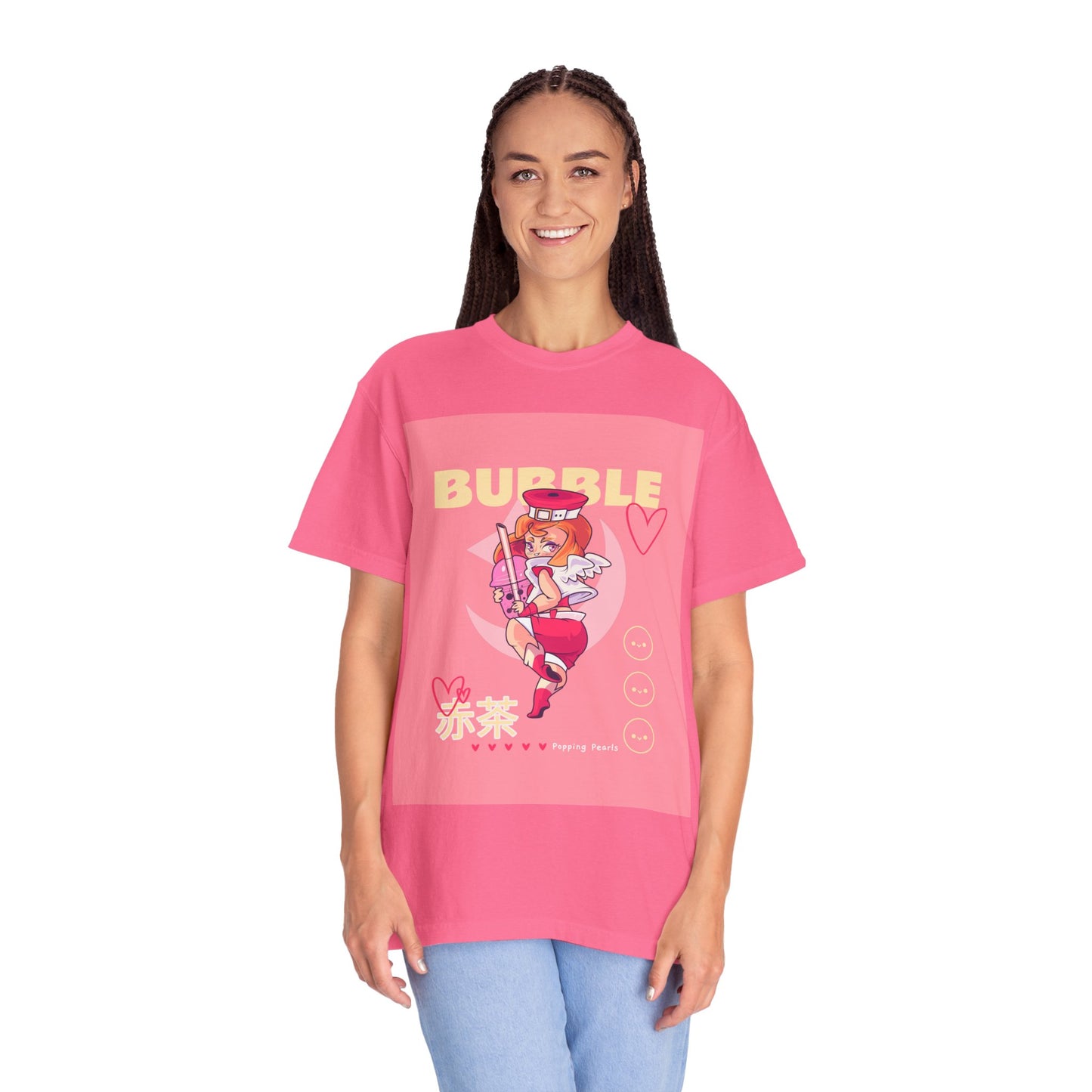 Bubble Tea Girl Anime T-Shirt — Kawaii Pink Graphic Tee