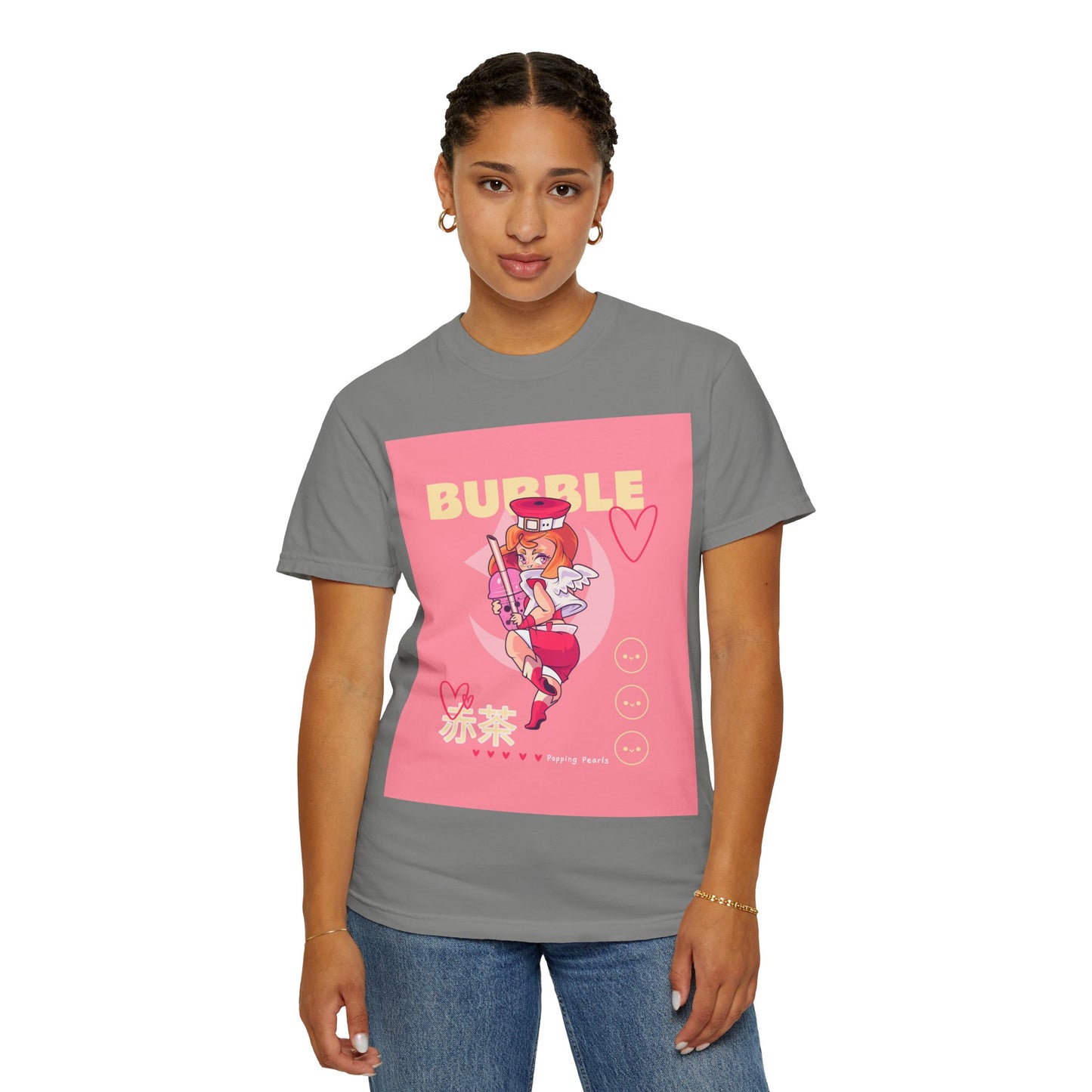 Bubble Tea Girl Anime T-Shirt — Kawaii Pink Graphic Tee