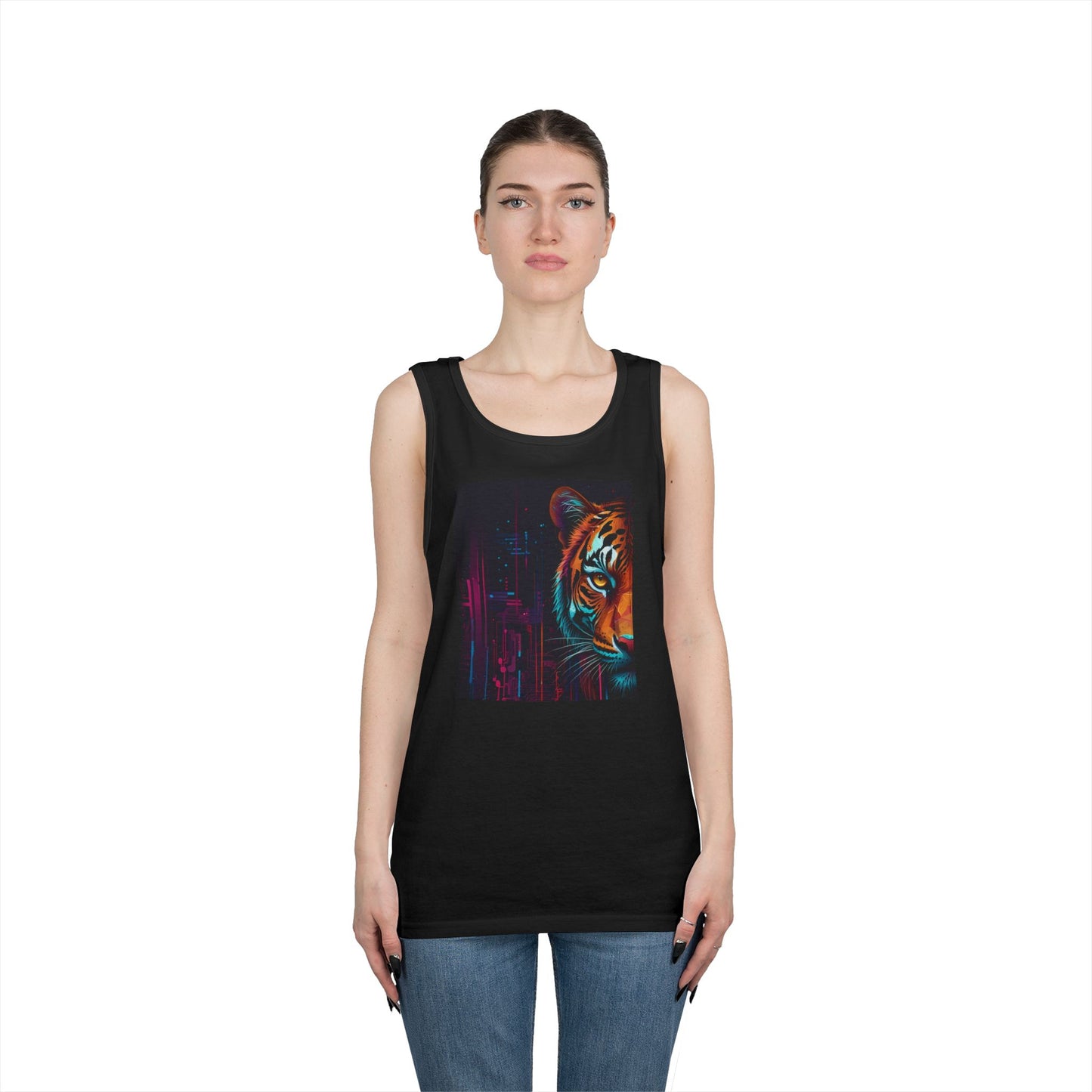Fierce Tiger Graphic Tank Top - Unisex Summer Wear, Workout Top, Festival Outfit, Streetwear, Animal Lover Gift