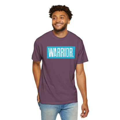 Warrior Graphic T-Shirt — Bold Blue Box Logo Tee