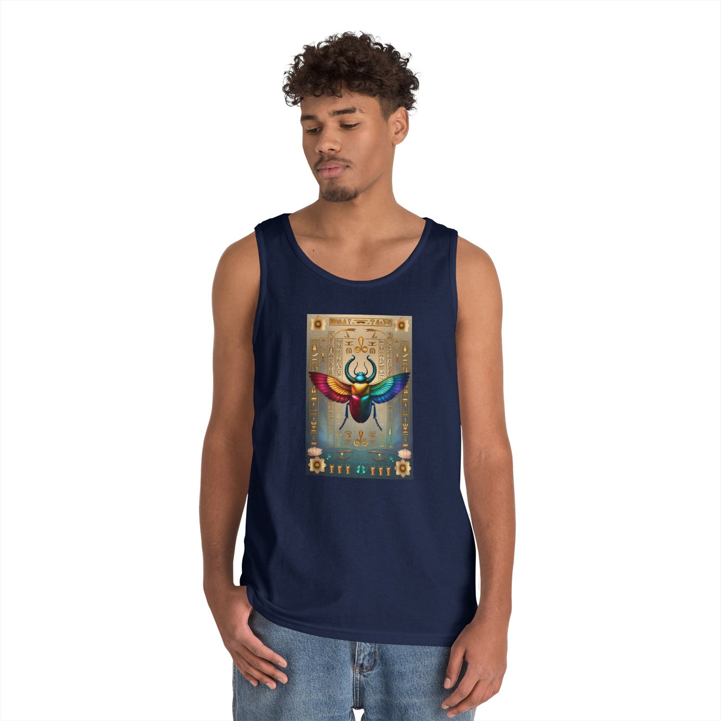 Vibrant Scarab Tank Top for Creatives, Unisex Fashion, Graphic Tees, Summer Wardrobe Essential, Unique Gift Idea