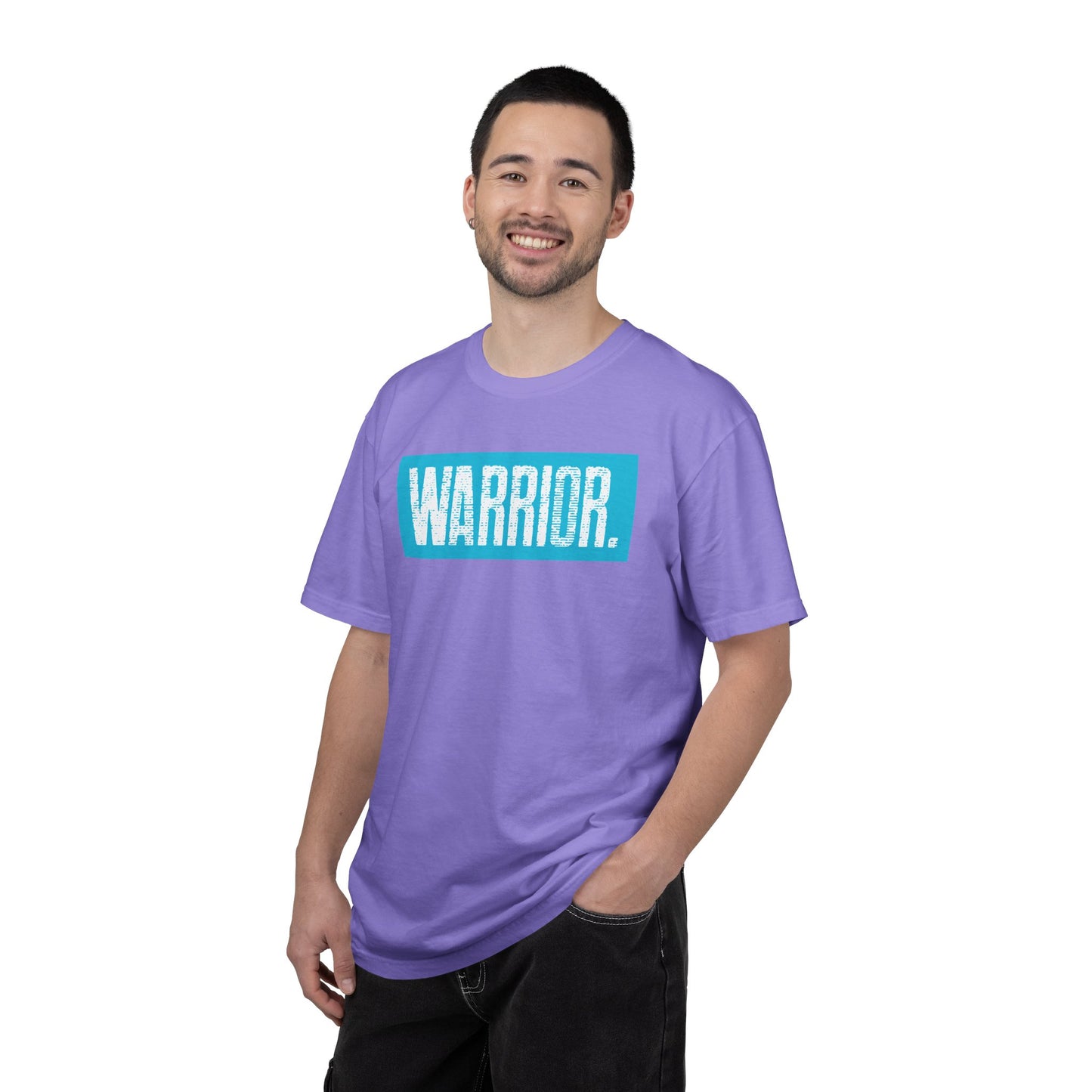 Warrior Graphic T-Shirt — Bold Blue Box Logo Tee