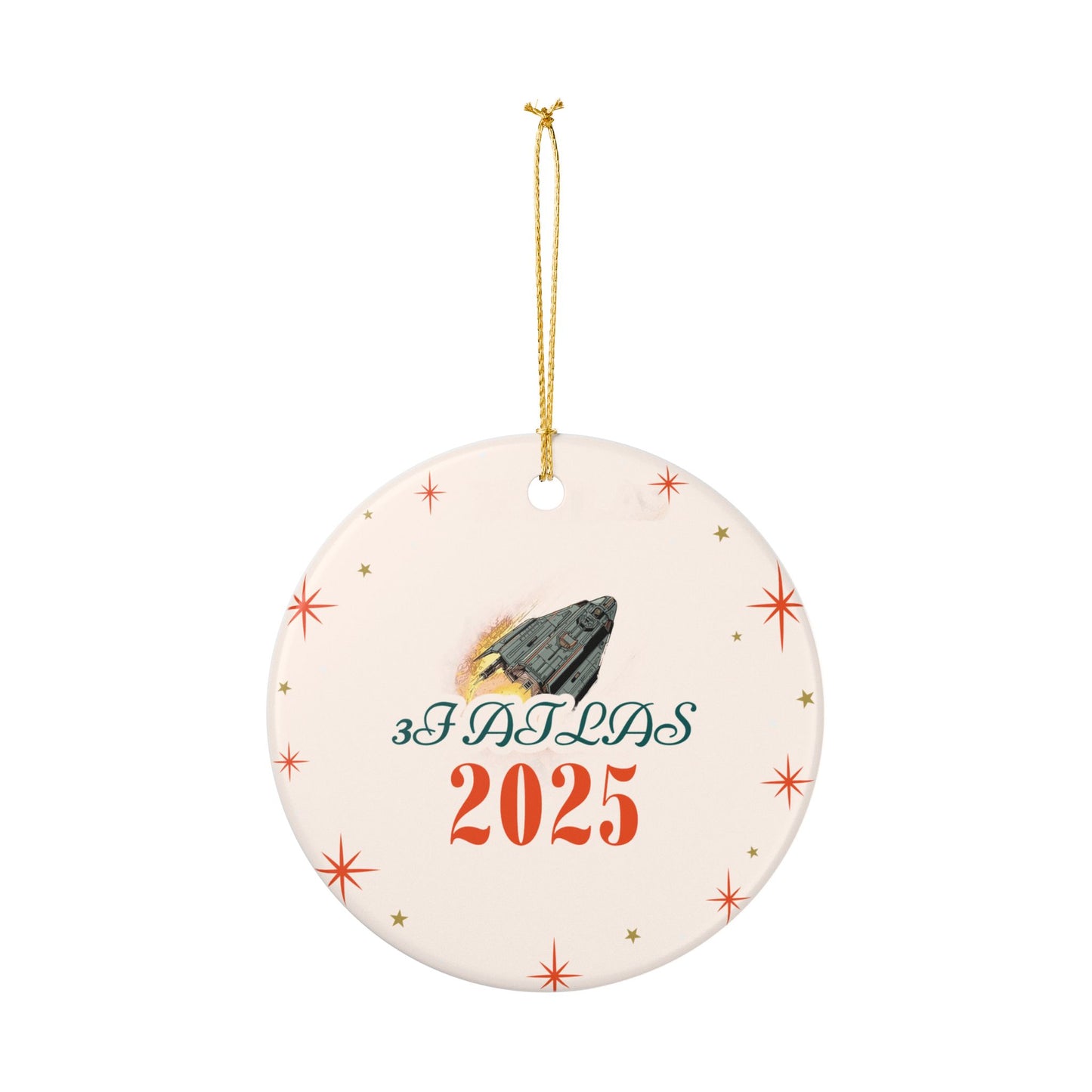 2025 Space Shuttle Ceramic Ornament – Personalized '3FATLAS 2025' Holiday Decoration