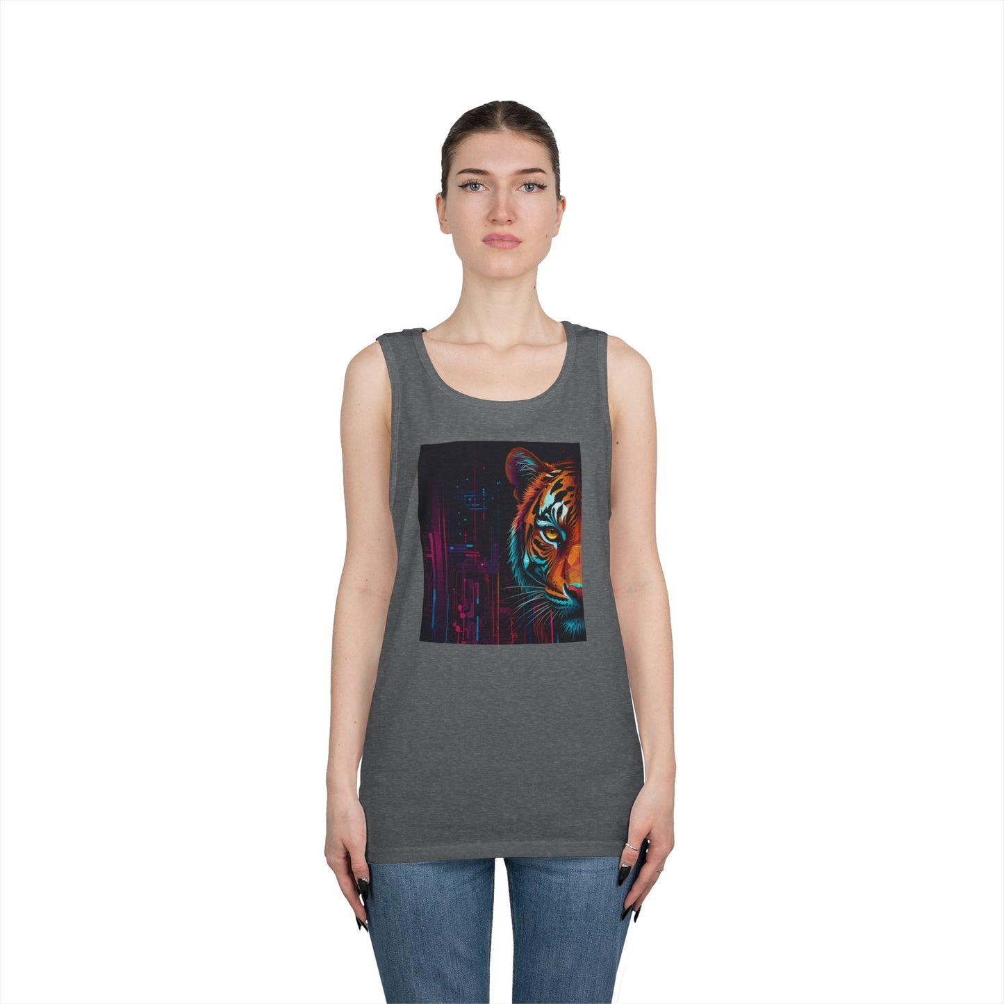 Fierce Tiger Graphic Tank Top - Unisex Summer Wear, Workout Top, Festival Outfit, Streetwear, Animal Lover Gift