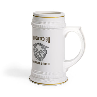 Viking Ceramic Beer Stein Mug with Gold Trim — Classic Pub-Style Drinkware