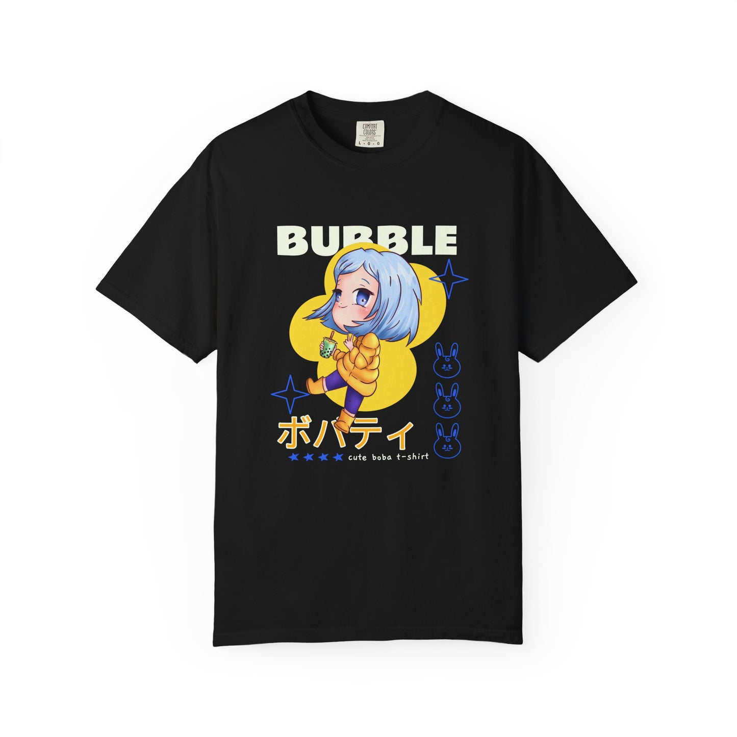 Boba Tea Anime Girl T‑Shirt — Cute Kawaii Graphic Tee with Japanese Text