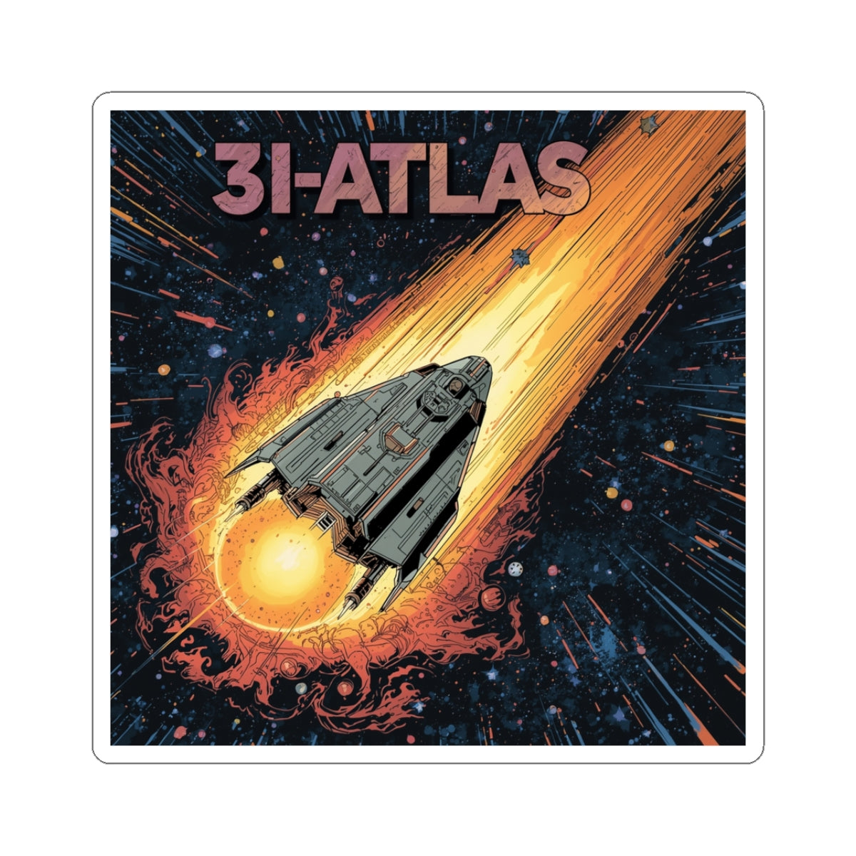 31-ATLAS Retro Sci‑Fi Kiss-Cut Sticker