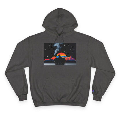 Retro Sunset Champion Hoodie, Cozy Pullover for Adventure Lovers, Gift for Fall, Unisex Hoodie, Vintage Vibe, Road Trip Essential