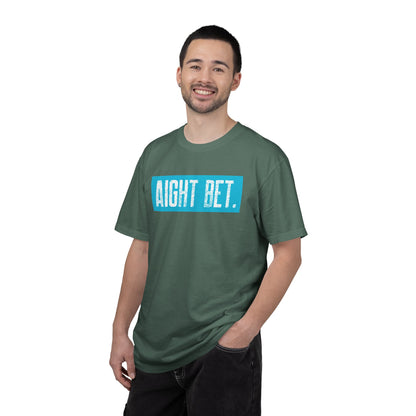 Aight Bet T-Shirt — Casual Graphic Tee with Bold Blue Block Text