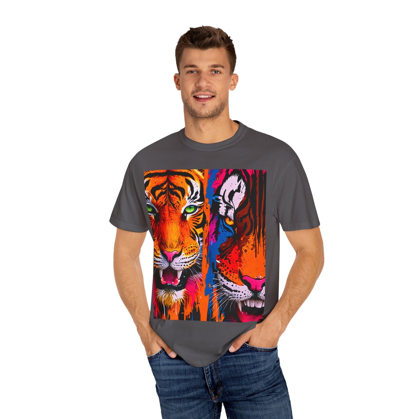 Vibrant Tiger Graphic Tee, Unisex T-shirt, Trendy Casual Wear, Wildlife Lover Gift, Summer Style, Festival Apparel