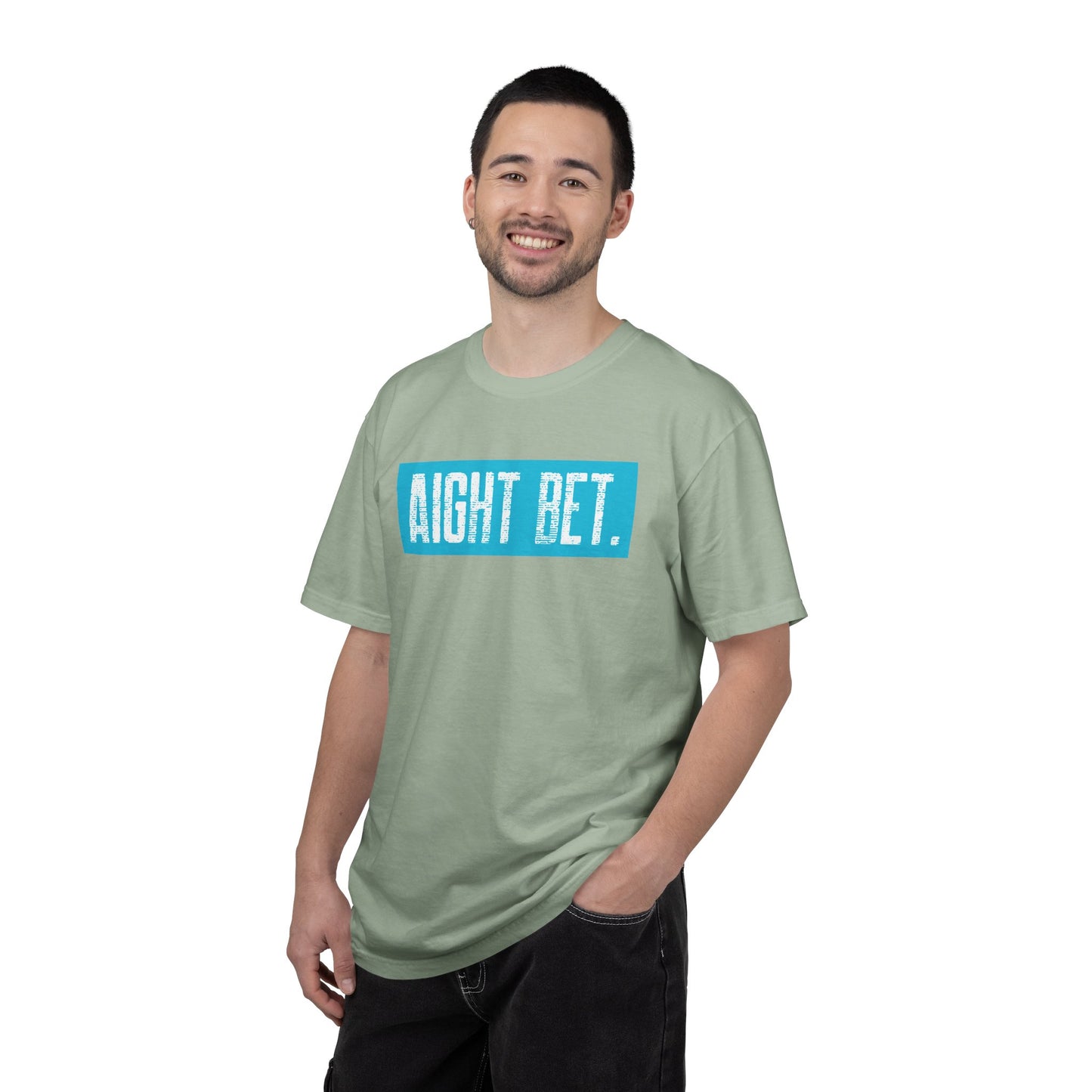 Aight Bet T-Shirt — Casual Graphic Tee with Bold Blue Block Text