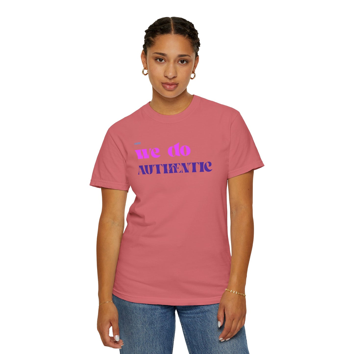We Do Authentic T-Shirt — Retro Pink & Purple Graphic Tee