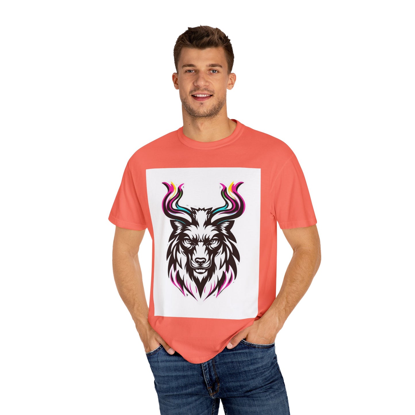 Colorful Graphic Tee with Animal Design, Unisex Garment-Dyed T-Shirt, Casual Wear, Gift for Animal Lovers, Summer Fashion