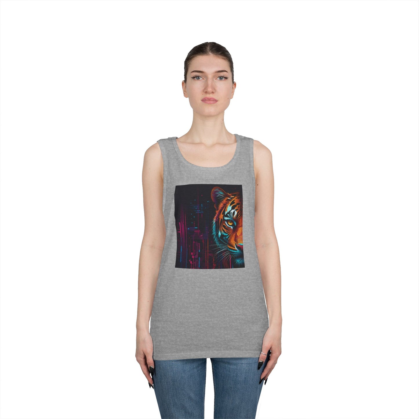 Fierce Tiger Graphic Tank Top - Unisex Summer Wear, Workout Top, Festival Outfit, Streetwear, Animal Lover Gift
