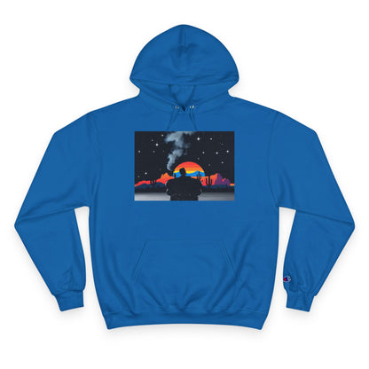 Retro Sunset Champion Hoodie, Cozy Pullover for Adventure Lovers, Gift for Fall, Unisex Hoodie, Vintage Vibe, Road Trip Essential