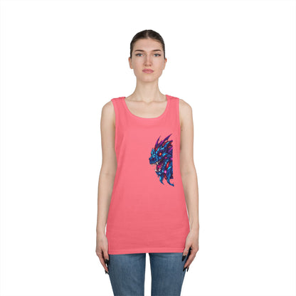 Fierce Lion Graphic Tank Top, Unisex Heavy Cotton Sleeveless Tee, Festival Wear, Summer Style, Gift for Animal Lovers