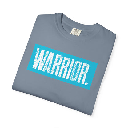Warrior Graphic T-Shirt — Bold Blue Box Logo Tee