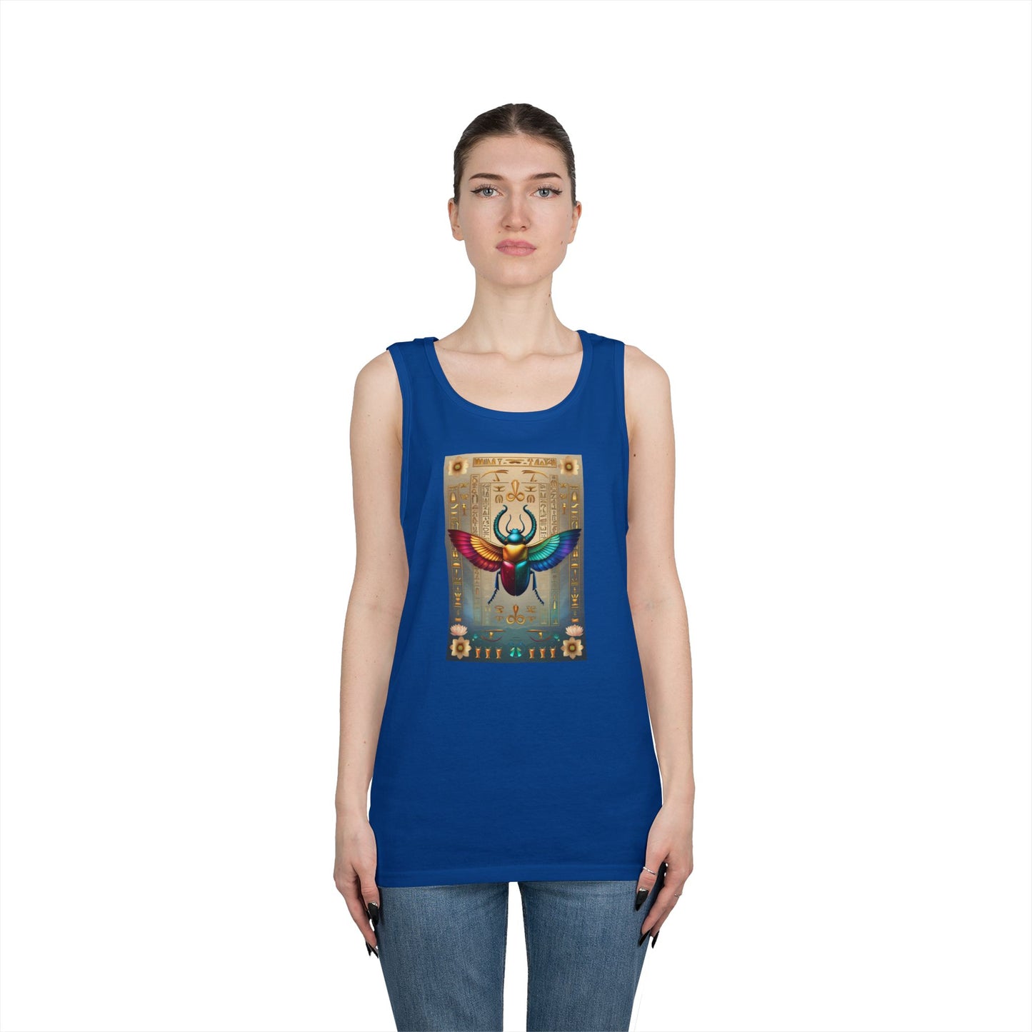Vibrant Scarab Tank Top for Creatives, Unisex Fashion, Graphic Tees, Summer Wardrobe Essential, Unique Gift Idea