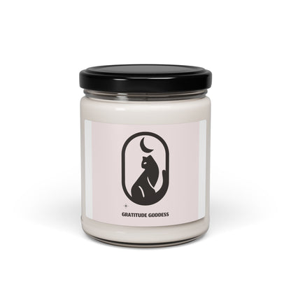 Black Cat Gratitude Goddess Soy Candle — 9oz Scented Jar Candle