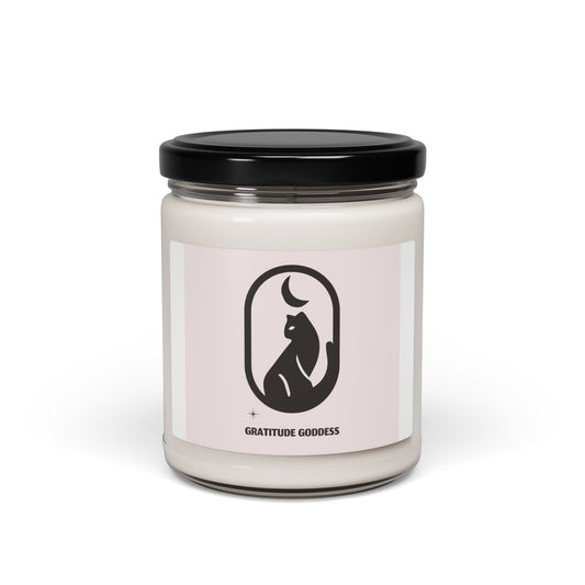 Black Cat Gratitude Goddess Soy Candle — 9oz Scented Jar Candle