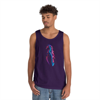Dragon Art Unisex Heavy Cotton Tank Top, Casual Wear, Summer Fashion, Festival Outfit, Gift for Dragon Lovers