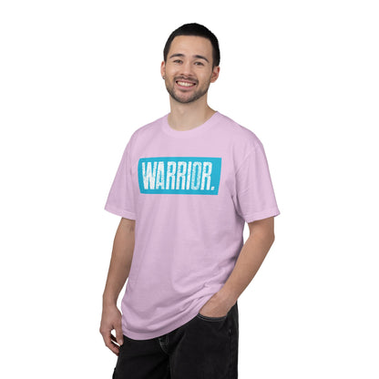 Warrior Graphic T-Shirt — Bold Blue Box Logo Tee